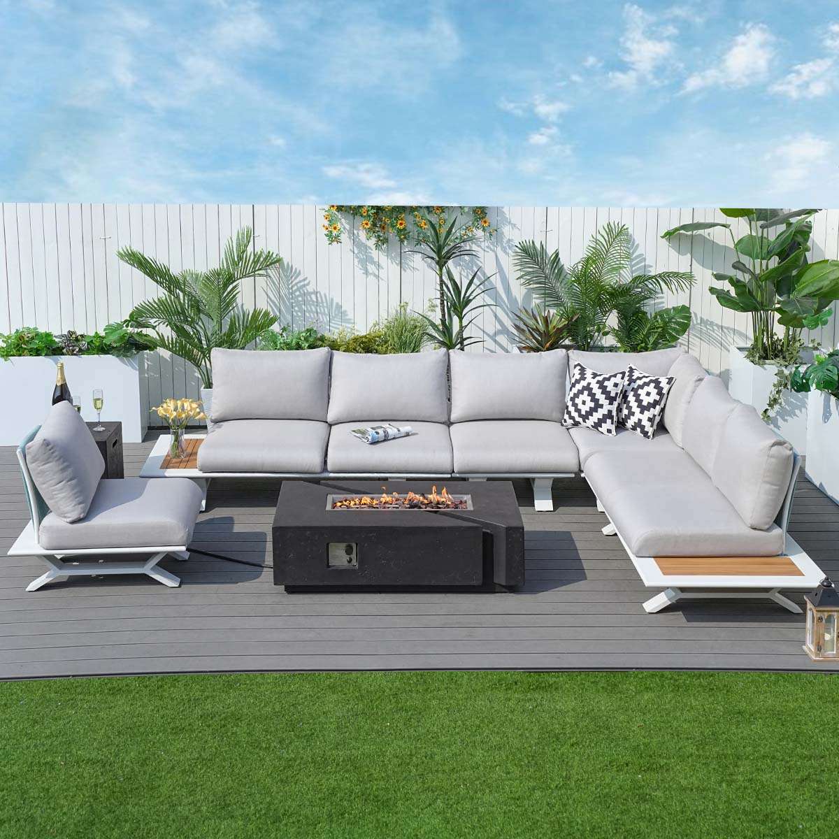 The latest furniture on the market - Abrihome White 6-Pieces Patio Garden Aluminum Seating Set