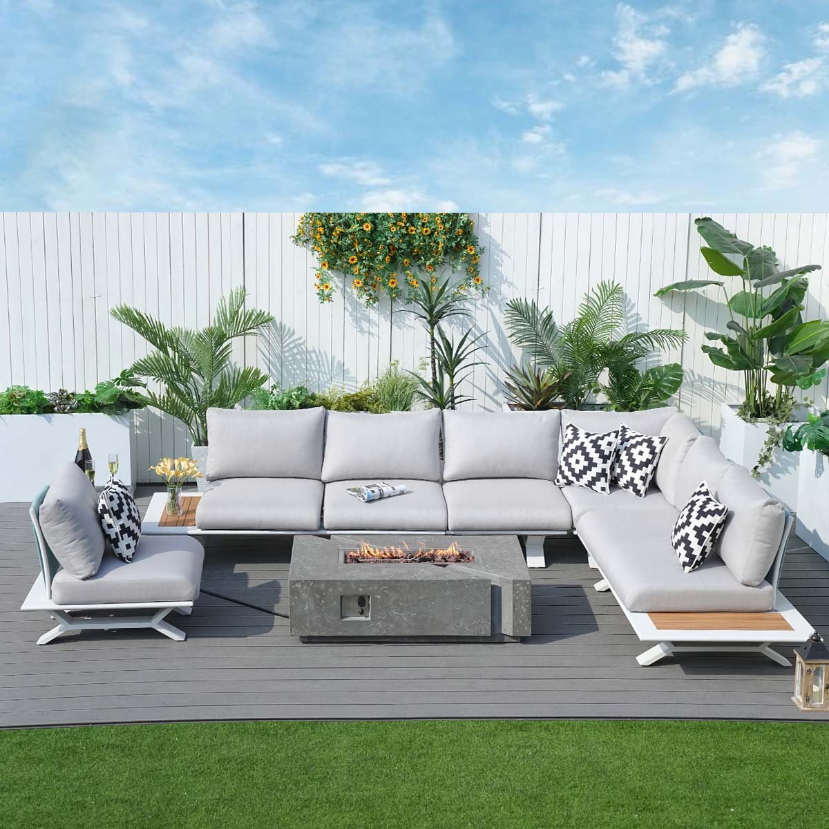 The latest furniture on the market - Abrihome White 6-Pieces Patio Garden Aluminum Seating Set