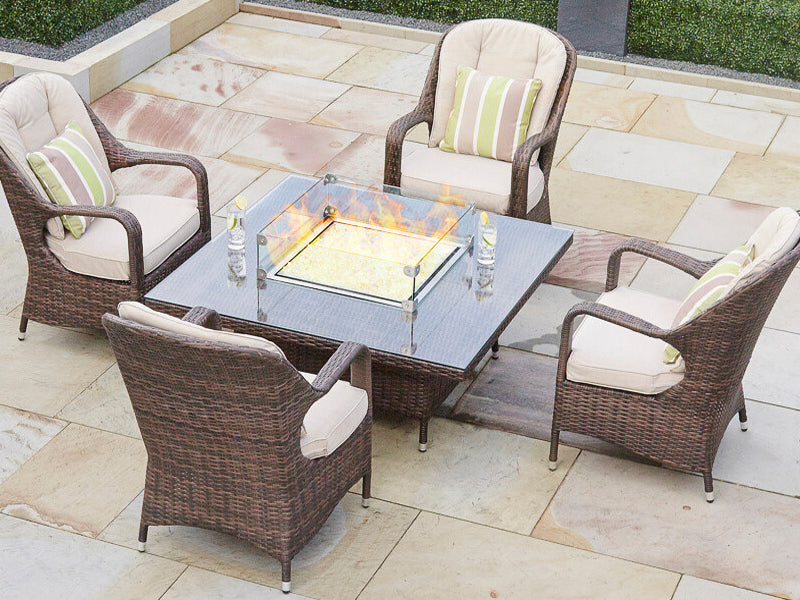 Abrihome Patio Square Fire Pit Dining Table