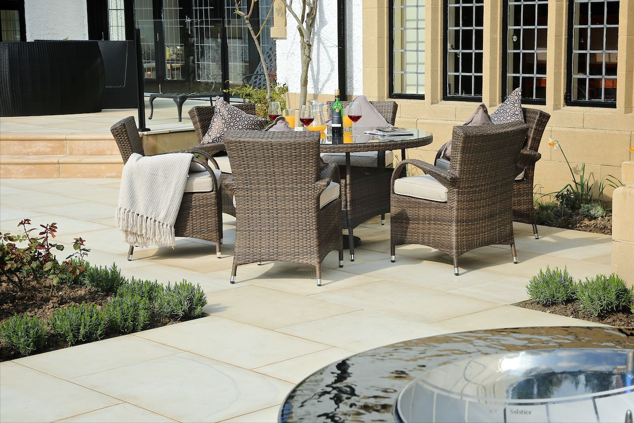 Garden Rattan Outdoor Furniture Patio Brown Wicker 7 Pieces Round Table Patio Dining Set (without umbrella) - Abrihome